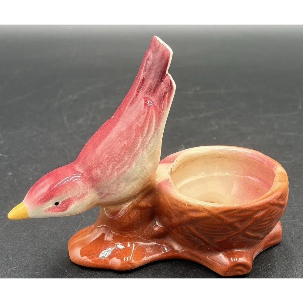 Lot of 5 Vtg Bird Figurine Planters Vases With Fully Painted Beaks